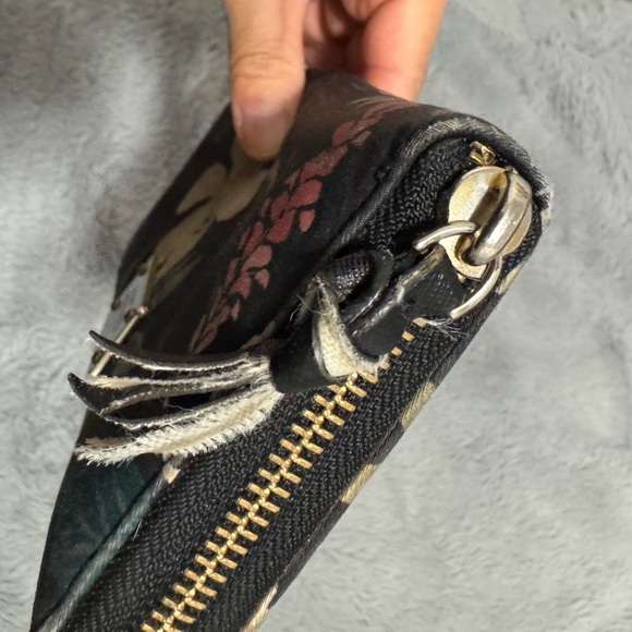 kate spade Black Floral Zip Wallet with Yellow and Green Accents - Picture 4 of 5